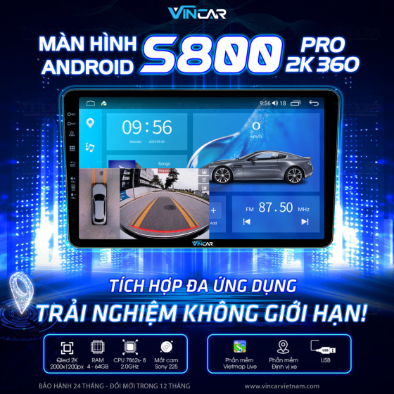 MÀN HÌNH ANDROID VINCAR S800 PRO 2K 360