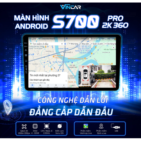 MÀN HÌNH ANDROID VINCAR S700 PRO 2K 360