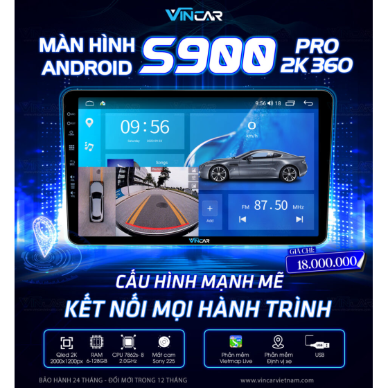 MÀN HÌNH ANDROID VINCAR S900 PRO 2K 360